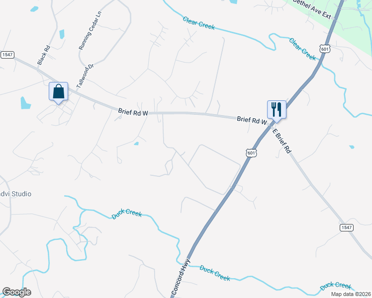 map of restaurants, bars, coffee shops, grocery stores, and more near 315 Brief Road West in Indian Trail
