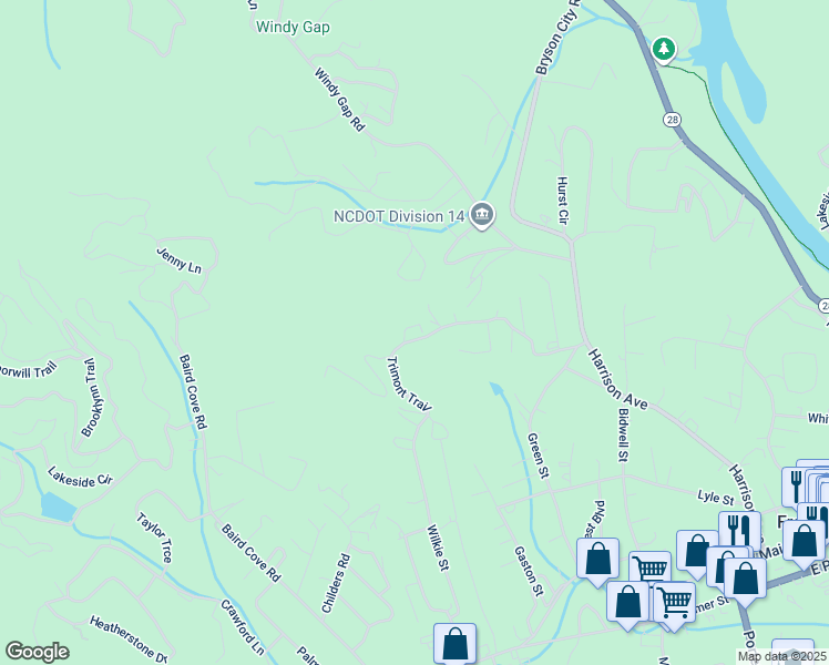 map of restaurants, bars, coffee shops, grocery stores, and more near 373 Trimont Trail in Franklin