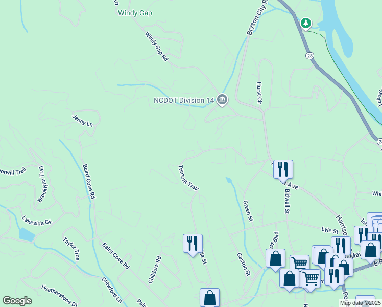 map of restaurants, bars, coffee shops, grocery stores, and more near 373 Trimont Trail in Franklin