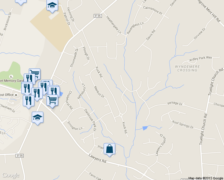 map of restaurants, bars, coffee shops, grocery stores, and more near 7433 Kuck Rd in Mint Hill