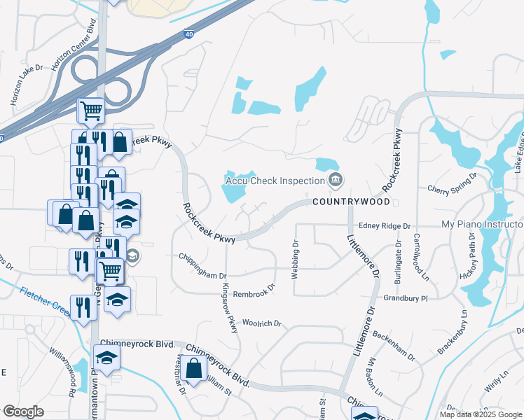 map of restaurants, bars, coffee shops, grocery stores, and more near 8407 Brownstone Lane in Memphis