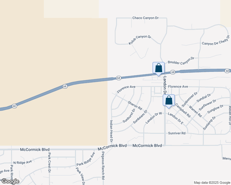 map of restaurants, bars, coffee shops, grocery stores, and more near 3375 Sharon Lane in Bullhead City