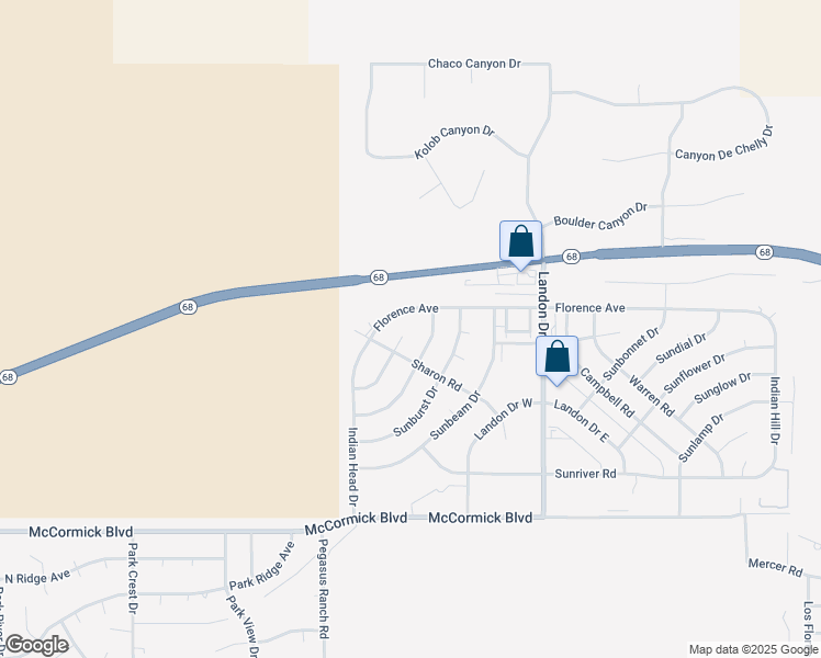 map of restaurants, bars, coffee shops, grocery stores, and more near 3410 Sundrops Court in Bullhead City
