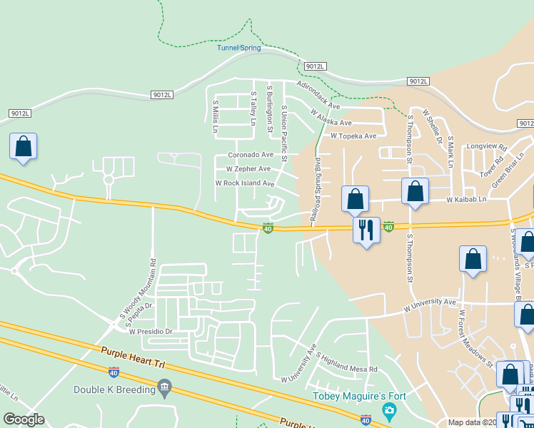 map of restaurants, bars, coffee shops, grocery stores, and more near 2466 West Cripple Creek Drive in Flagstaff