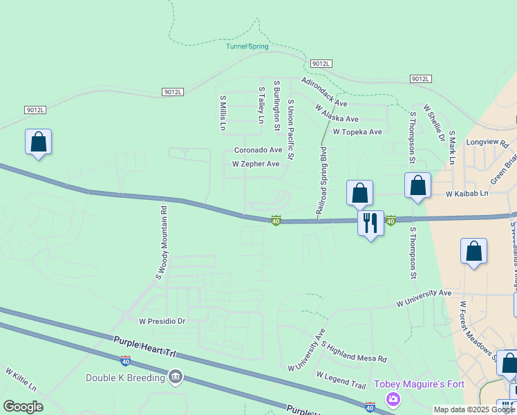 map of restaurants, bars, coffee shops, grocery stores, and more near 2506 West Cripple Creek Drive in Flagstaff