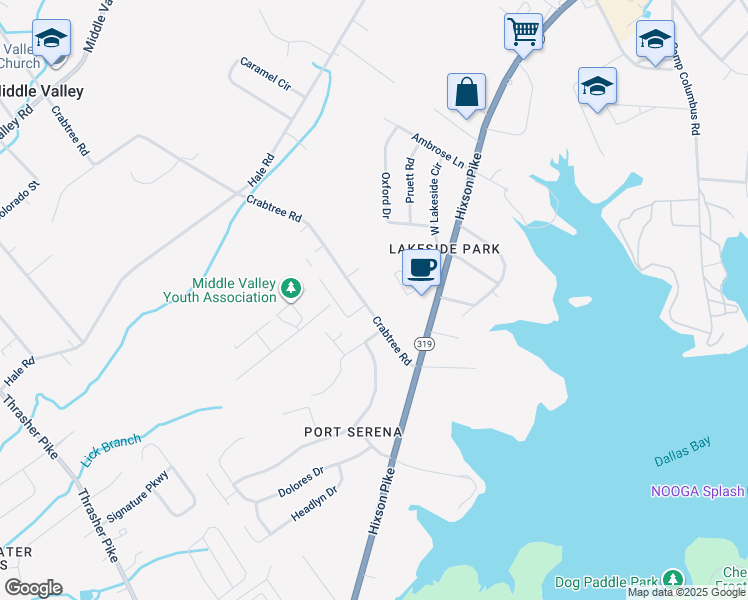 map of restaurants, bars, coffee shops, grocery stores, and more near 1901 Crabtree Road in Middle Valley
