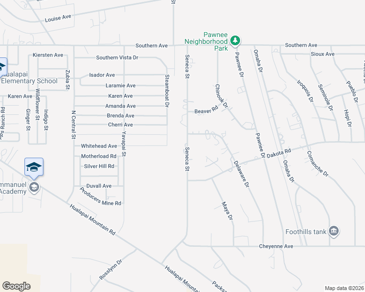 map of restaurants, bars, coffee shops, grocery stores, and more near 2141 Seneca Street in Kingman