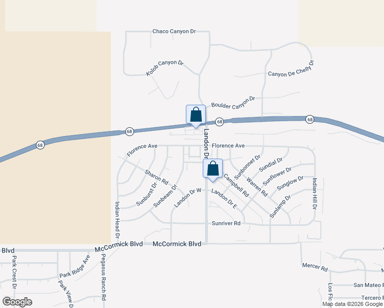 map of restaurants, bars, coffee shops, grocery stores, and more near 896 Florence Avenue in Bullhead City