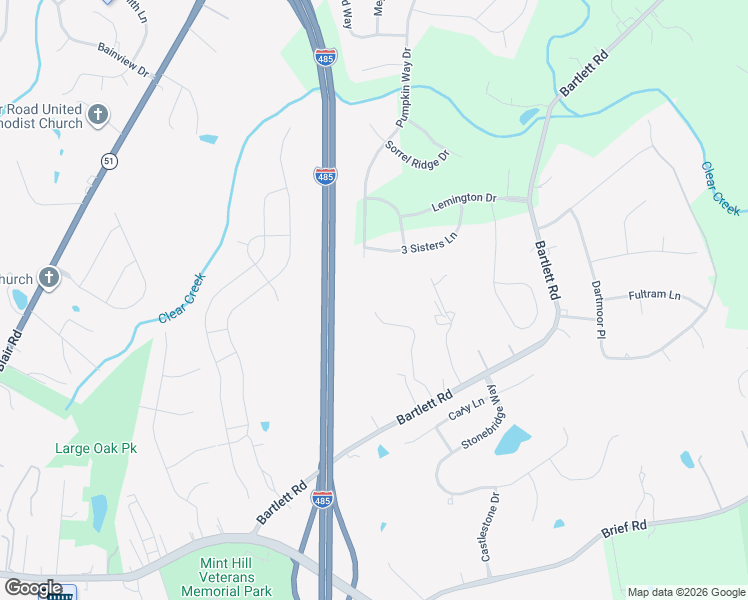 map of restaurants, bars, coffee shops, grocery stores, and more near 8429 Bartlett Road in Mint Hill