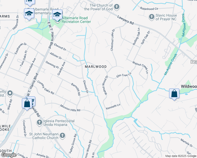 map of restaurants, bars, coffee shops, grocery stores, and more near 7428 Beaufort Circle in Charlotte