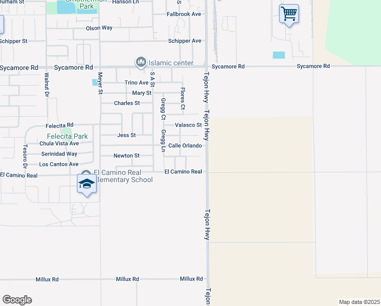 map of restaurants, bars, coffee shops, grocery stores, and more near 200 Gonzales Street in Arvin