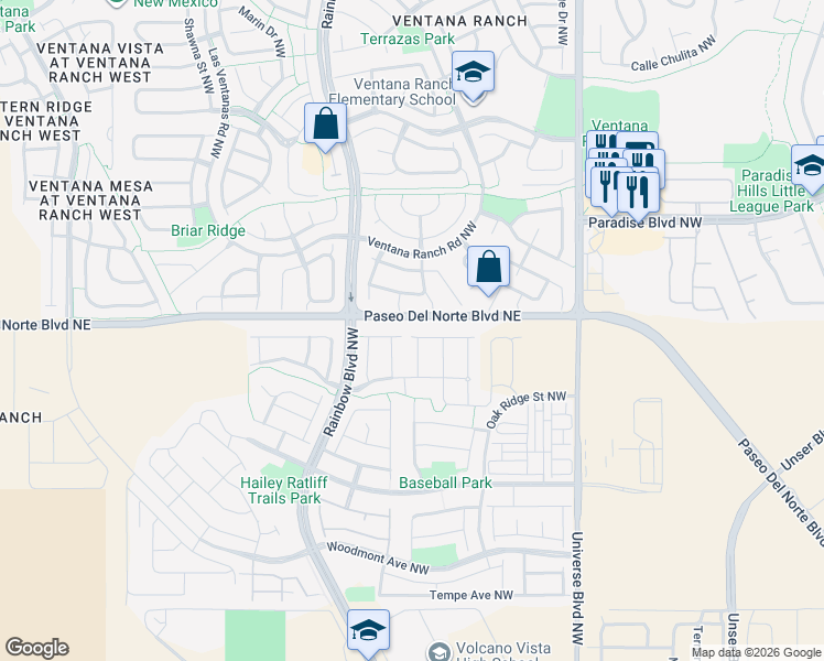 map of restaurants, bars, coffee shops, grocery stores, and more near in Albuquerque