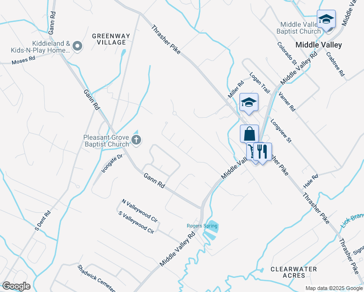 map of restaurants, bars, coffee shops, grocery stores, and more near 7620 Nadick Lane in Middle Valley