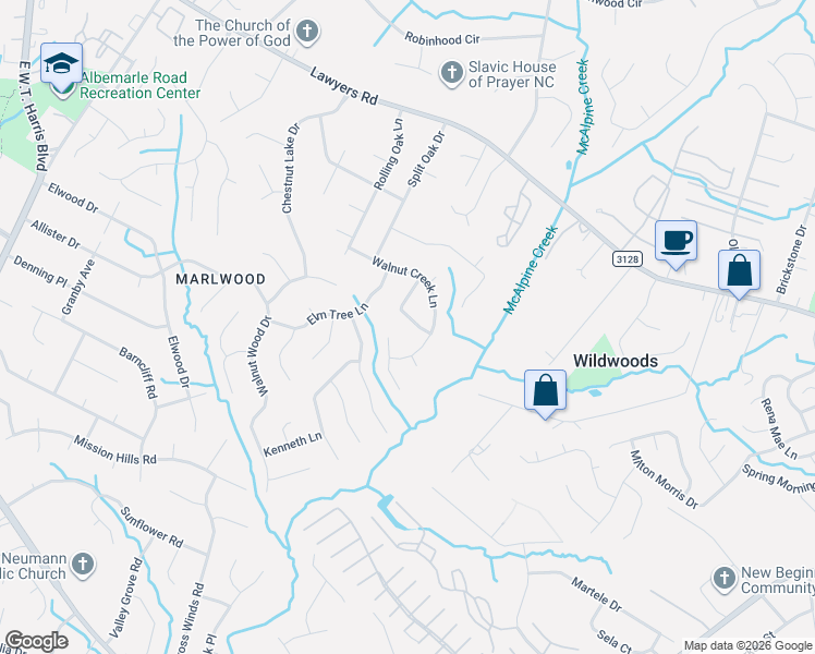 map of restaurants, bars, coffee shops, grocery stores, and more near 4903 Rivergreen Lane in Charlotte
