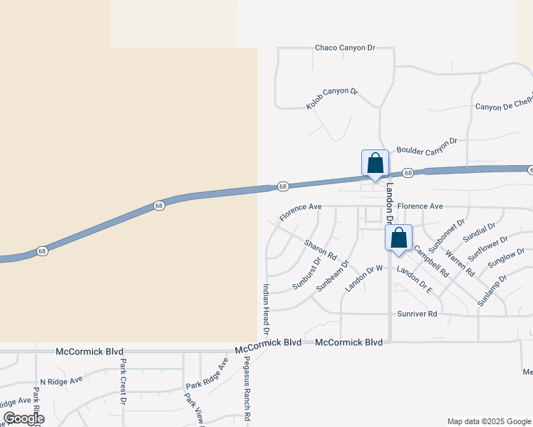 map of restaurants, bars, coffee shops, grocery stores, and more near 3375 Sharon Lane in Bullhead City
