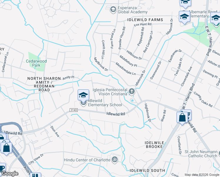 map of restaurants, bars, coffee shops, grocery stores, and more near in Charlotte