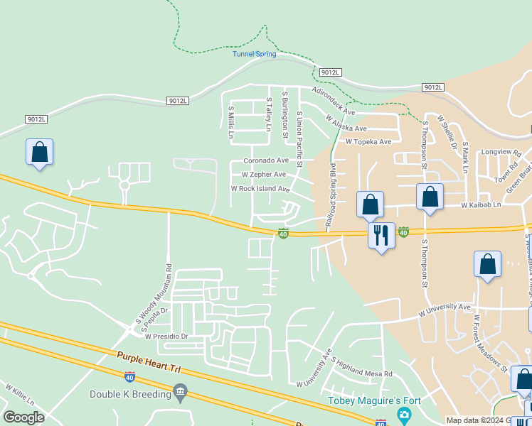 map of restaurants, bars, coffee shops, grocery stores, and more near 2568 West Pikes Peak Drive in Flagstaff