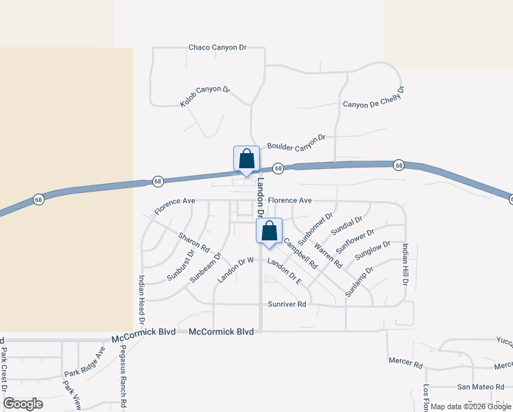 map of restaurants, bars, coffee shops, grocery stores, and more near 896 Florence Avenue in Bullhead City