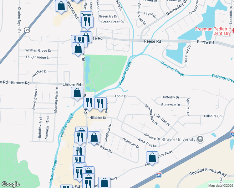 map of restaurants, bars, coffee shops, grocery stores, and more near 6935 Tobin Drive in Memphis