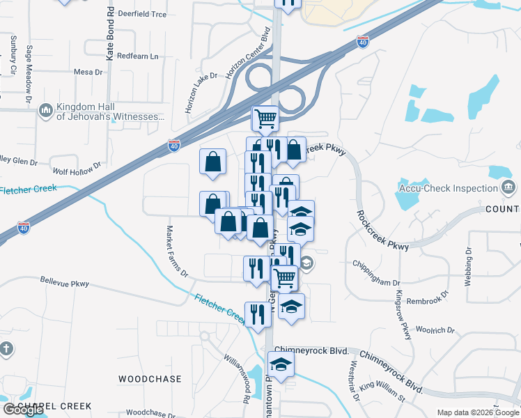 map of restaurants, bars, coffee shops, grocery stores, and more near 2323 North Germantown Parkway in Memphis