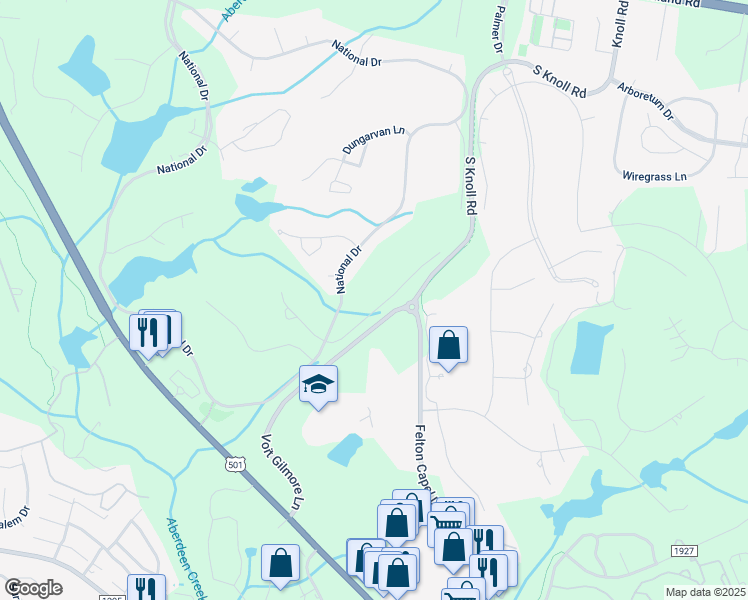 map of restaurants, bars, coffee shops, grocery stores, and more near 15 Leven Links Lane in Pinehurst
