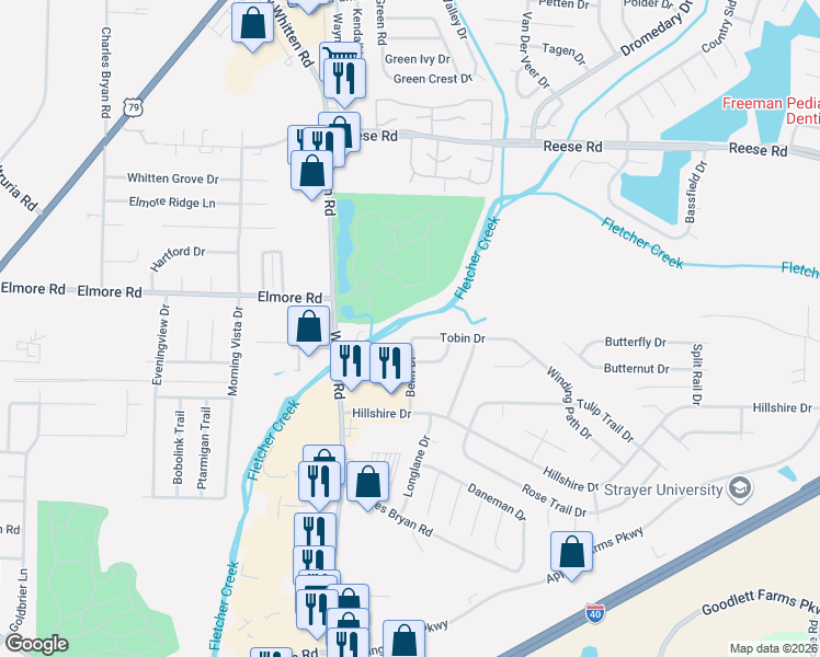 map of restaurants, bars, coffee shops, grocery stores, and more near 2309 Belin Drive in Memphis