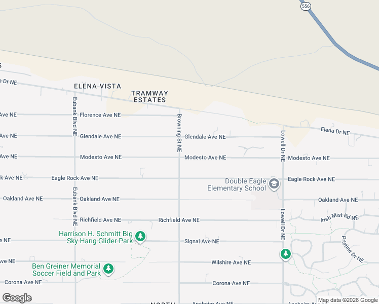 map of restaurants, bars, coffee shops, grocery stores, and more near 11204 Modesto Avenue Northeast in Albuquerque
