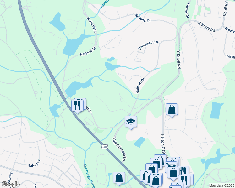 map of restaurants, bars, coffee shops, grocery stores, and more near 21 Lochwinnock Lane in Pinehurst