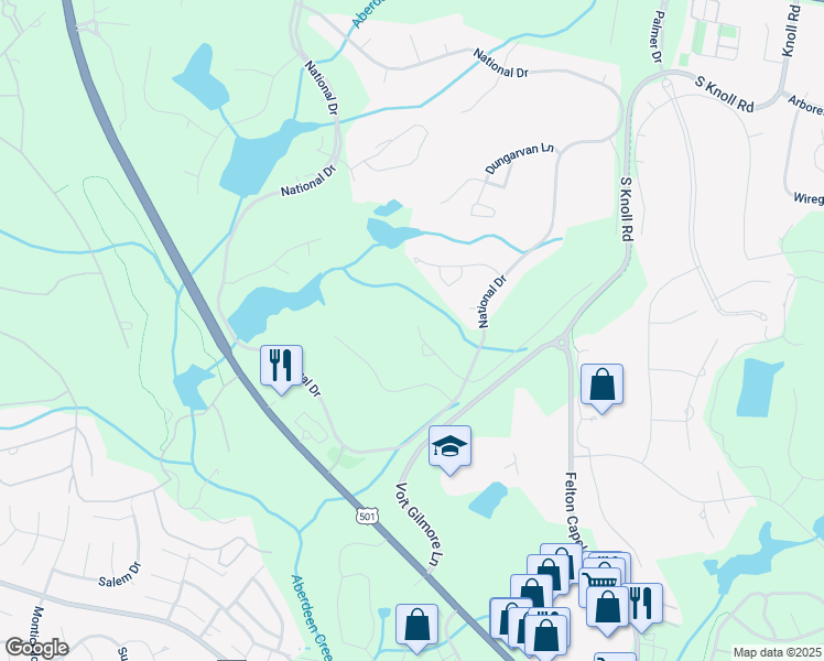 map of restaurants, bars, coffee shops, grocery stores, and more near 21 Lochwinnock Lane in Pinehurst