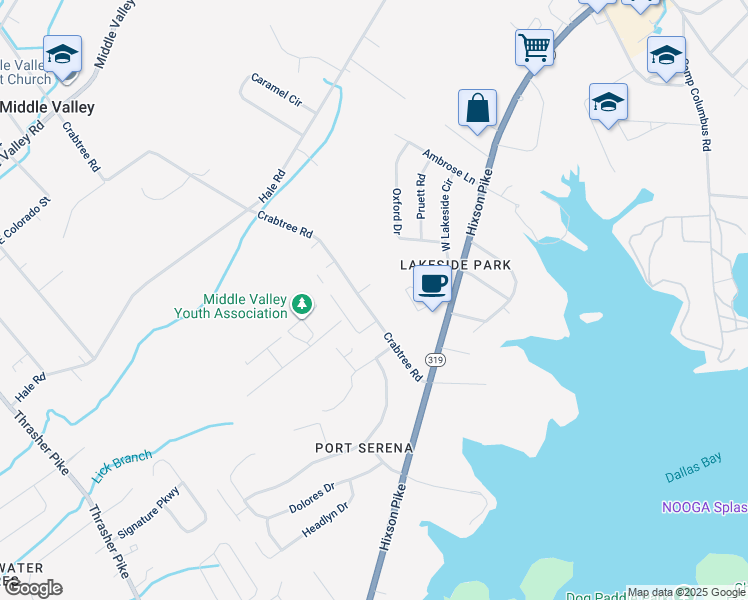 map of restaurants, bars, coffee shops, grocery stores, and more near 1841 Crabtree Road in Middle Valley