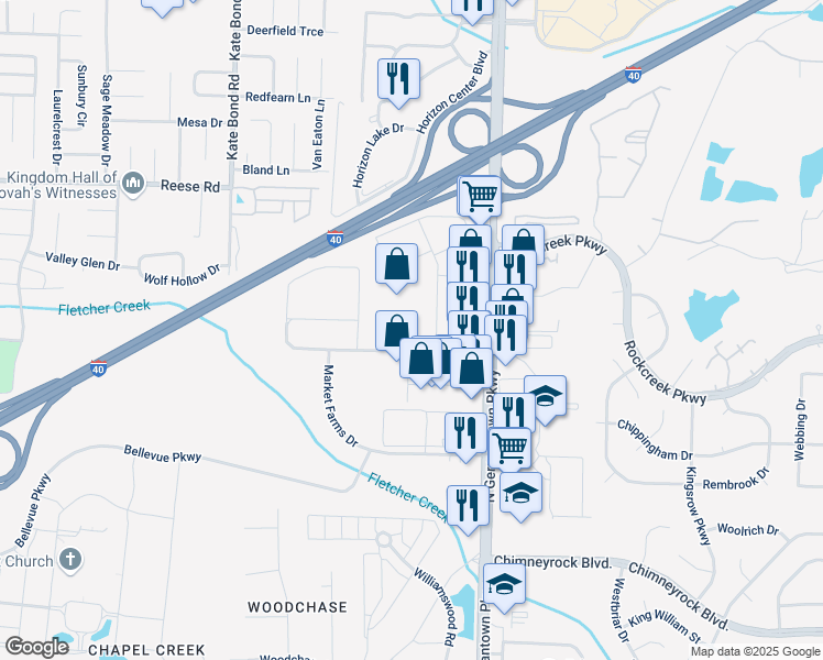 map of restaurants, bars, coffee shops, grocery stores, and more near 2335 North Germantown Parkway in Memphis