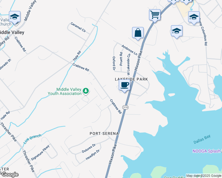 map of restaurants, bars, coffee shops, grocery stores, and more near 1841 Crabtree Road in Middle Valley