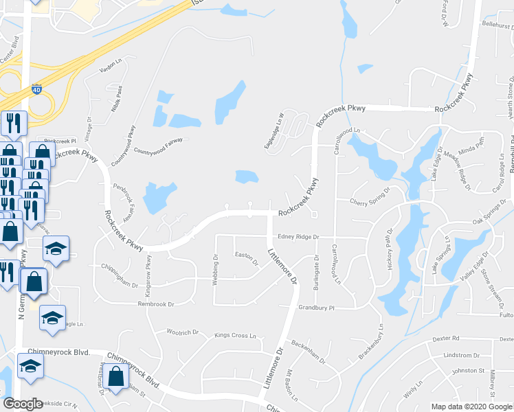 map of restaurants, bars, coffee shops, grocery stores, and more near 2338 Beecham Place North in Memphis
