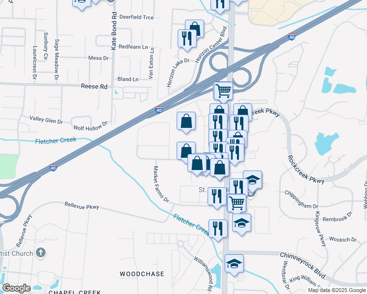 map of restaurants, bars, coffee shops, grocery stores, and more near 2335 North Germantown Parkway in Memphis