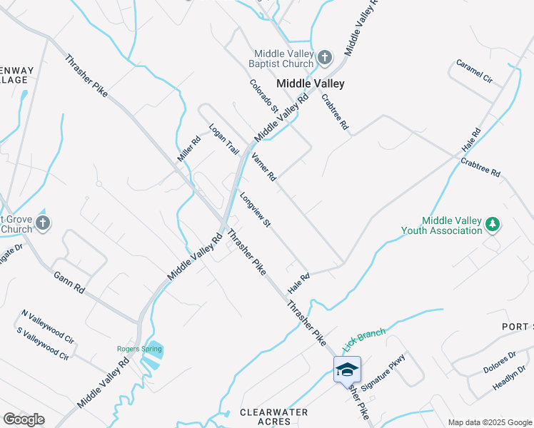 map of restaurants, bars, coffee shops, grocery stores, and more near 1715 Longview Street in Middle Valley