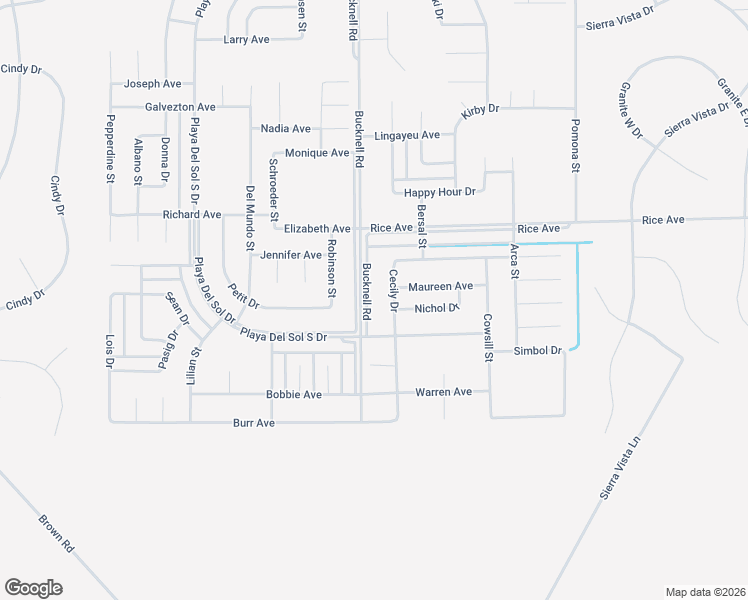 map of restaurants, bars, coffee shops, grocery stores, and more near Bucknell Road in California City