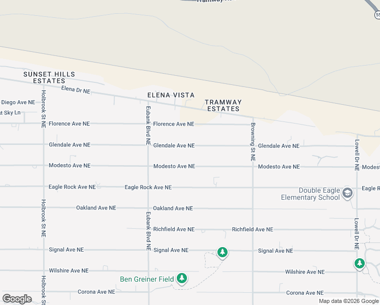 map of restaurants, bars, coffee shops, grocery stores, and more near 10700 Glendale Avenue Northeast in Albuquerque