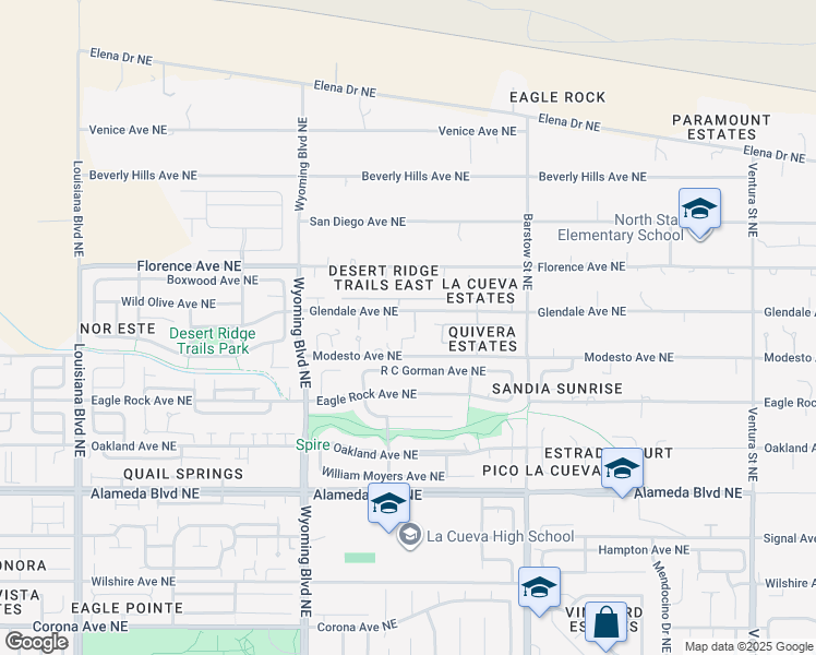 map of restaurants, bars, coffee shops, grocery stores, and more near 8000 Glendale Avenue Northeast in Albuquerque
