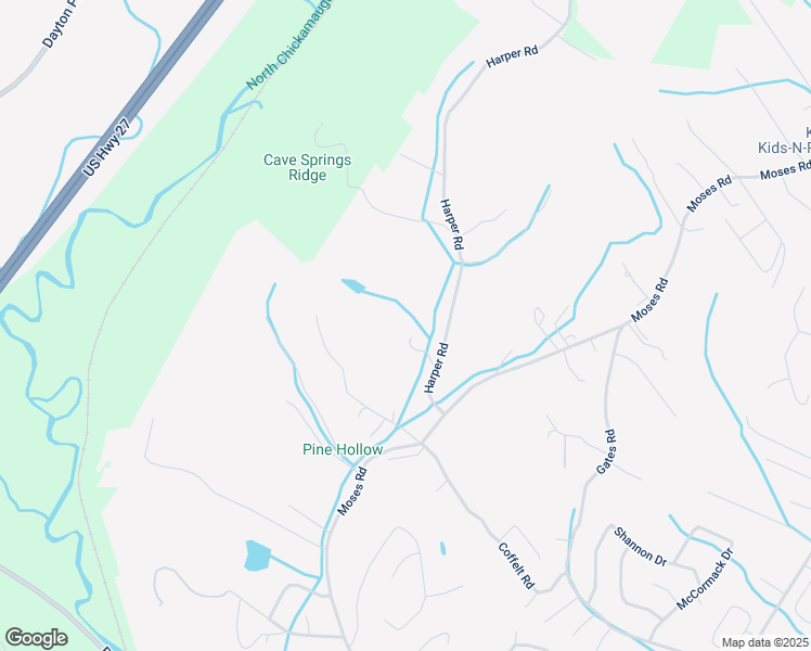 map of restaurants, bars, coffee shops, grocery stores, and more near 7425 Harper Road in Middle Valley