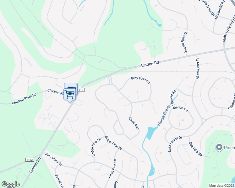 map of restaurants, bars, coffee shops, grocery stores, and more near 315 Quail Run in Pinehurst