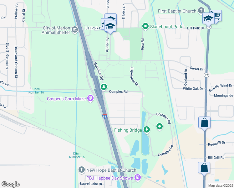 map of restaurants, bars, coffee shops, grocery stores, and more near 53 West Sparrow Avenue in Marion