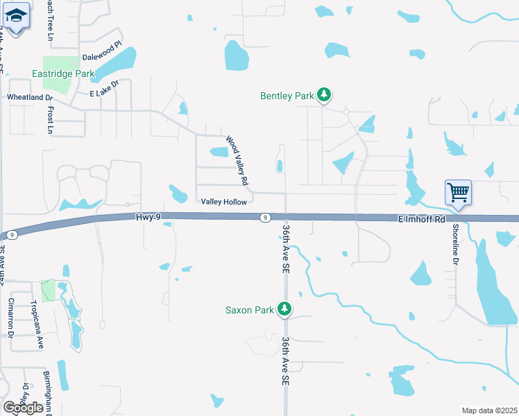 map of restaurants, bars, coffee shops, grocery stores, and more near 3416 Valley Hollow in Norman