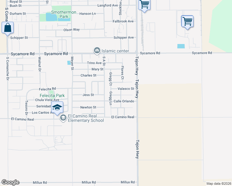 map of restaurants, bars, coffee shops, grocery stores, and more near 308 Zimmerman St in Arvin
