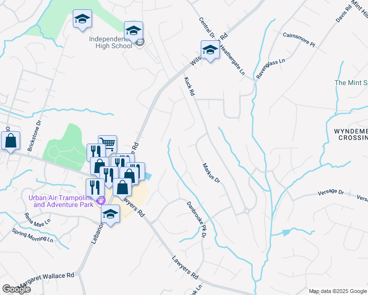 map of restaurants, bars, coffee shops, grocery stores, and more near 9209 Aylesbury Lane in Mint Hill