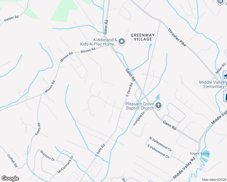 map of restaurants, bars, coffee shops, grocery stores, and more near 1250 Ivy Manor Court in Middle Valley