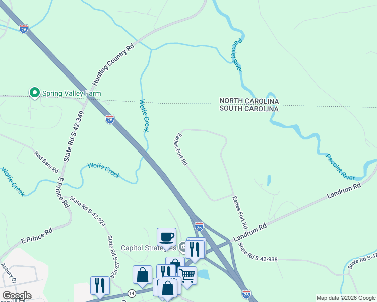 map of restaurants, bars, coffee shops, grocery stores, and more near 295 Earles Fort Rd in Landrum