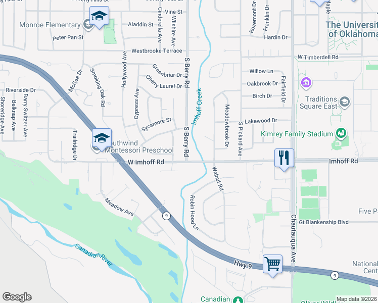 map of restaurants, bars, coffee shops, grocery stores, and more near in Norman