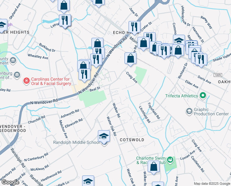 map of restaurants, bars, coffee shops, grocery stores, and more near 912 McAlway Road in Charlotte