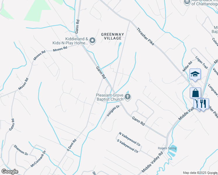 map of restaurants, bars, coffee shops, grocery stores, and more near 7528 Florence Drive in Middle Valley