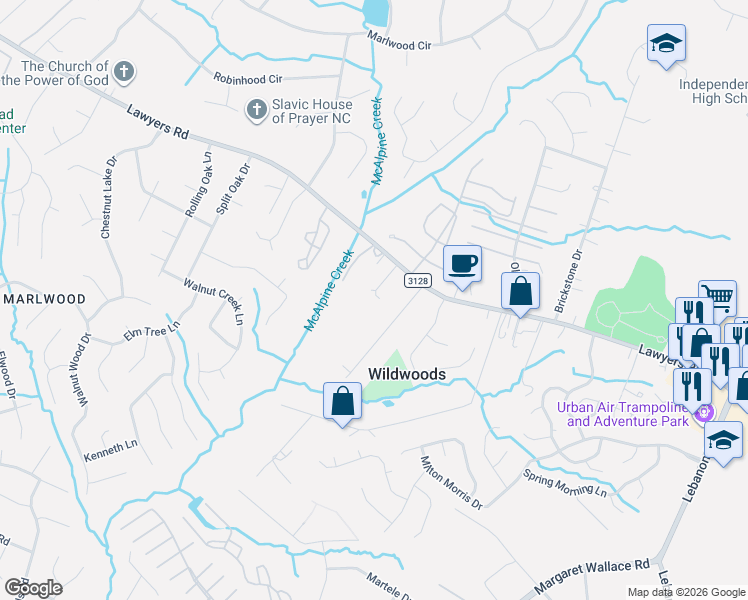map of restaurants, bars, coffee shops, grocery stores, and more near in Charlotte